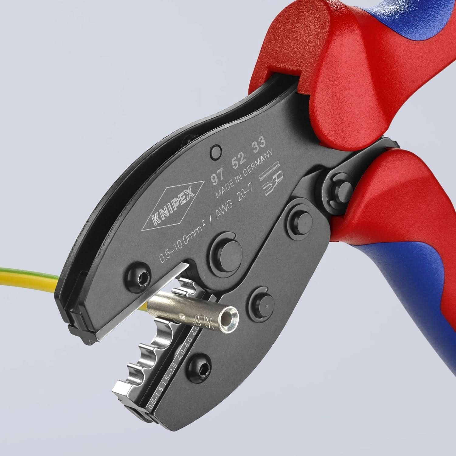 Knipex 97 52 33 Crimping Pliers For Non-insulated Crimp Terminals, Tube and Compression Cable Lugs