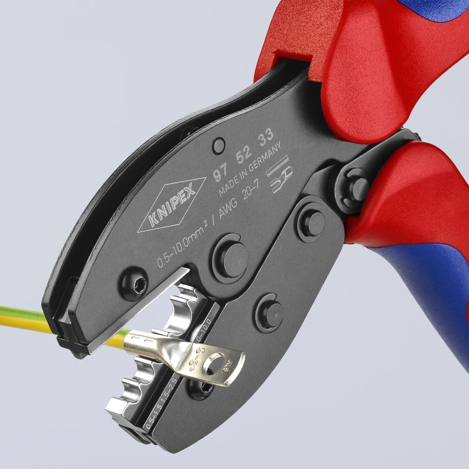 Knipex 97 52 33 Crimping Pliers For Non-insulated Crimp Terminals, Tube and Compression Cable Lugs