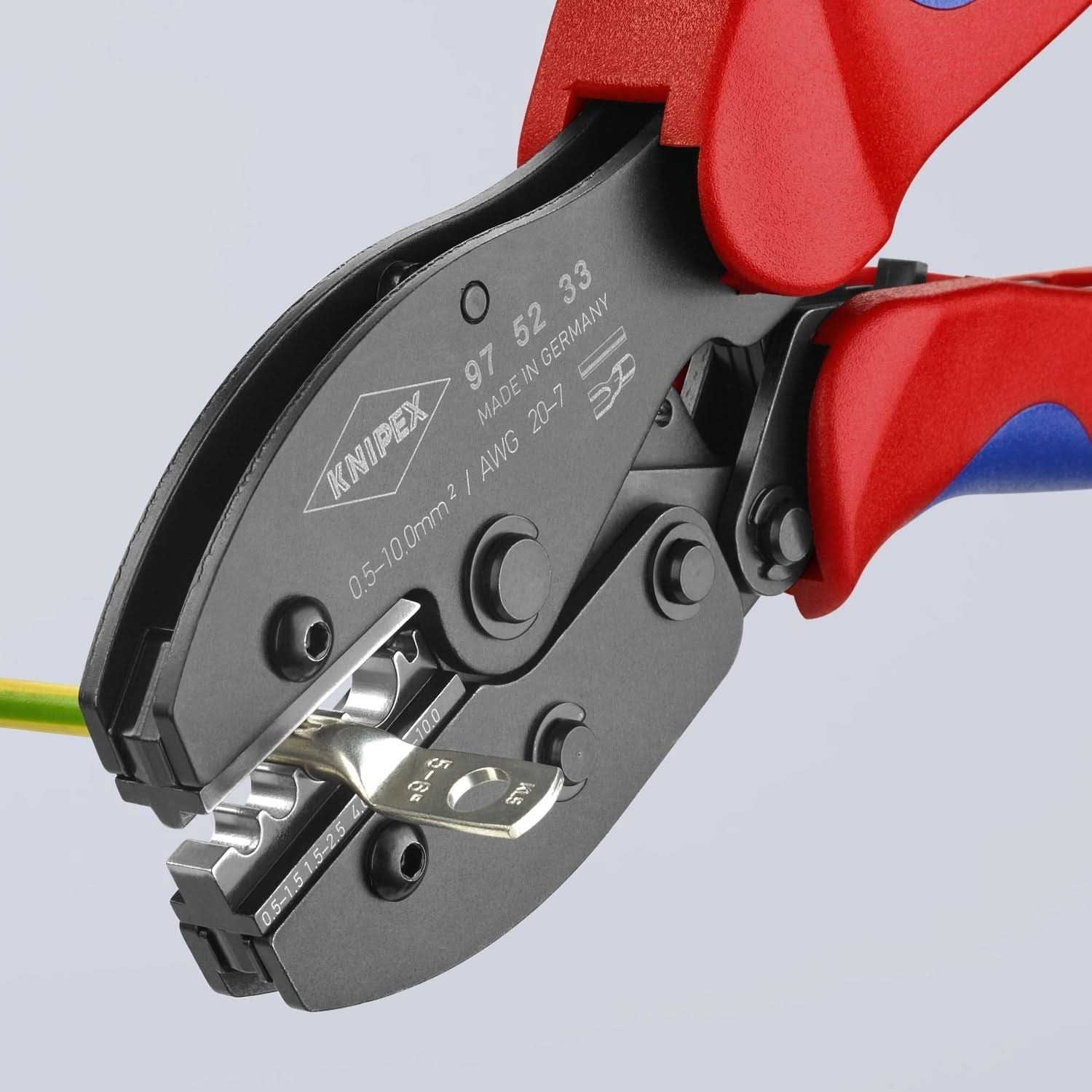 Knipex 97 52 33 Crimping Pliers For Non-insulated Crimp Terminals, Tube and Compression Cable Lugs