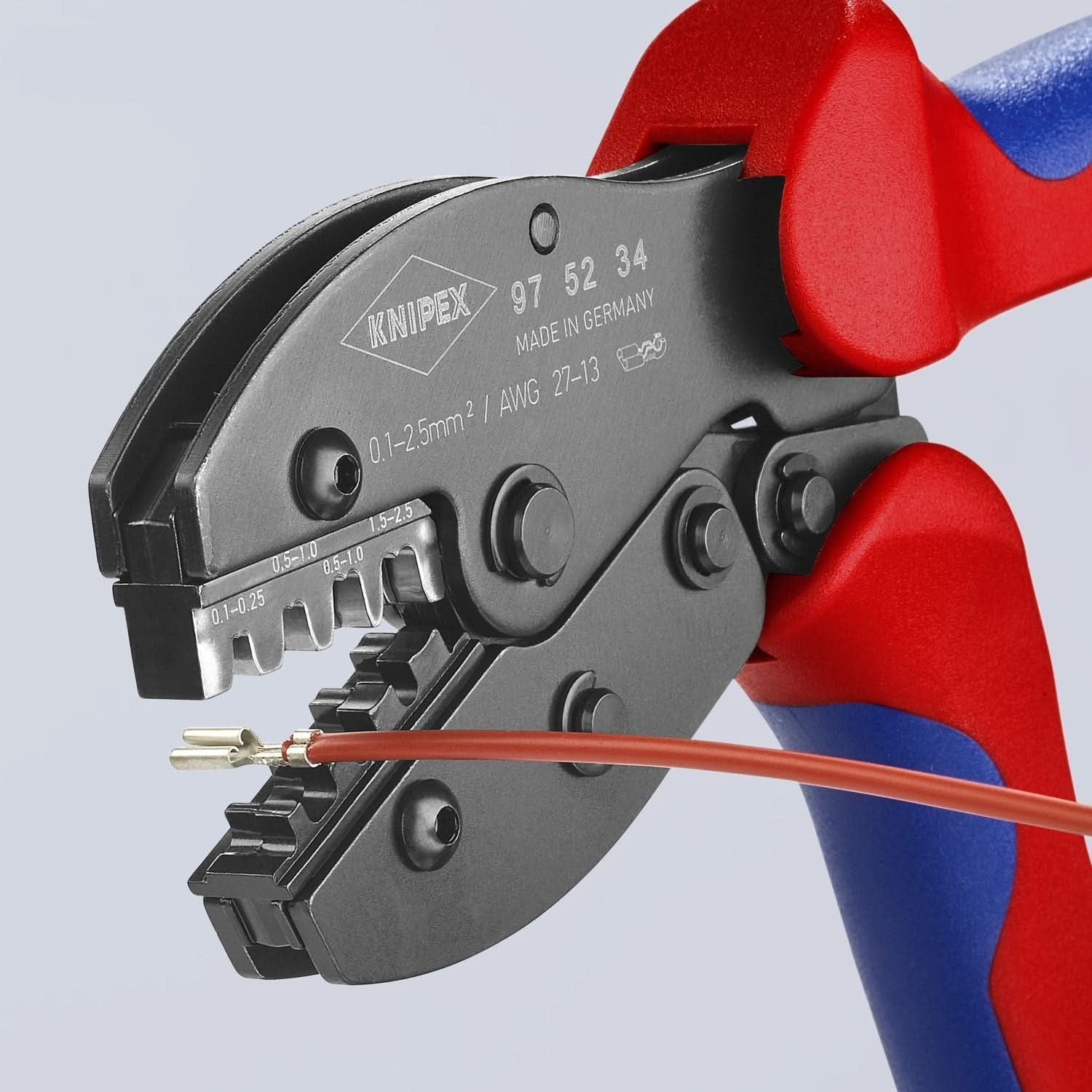 Knipex 97 52 34 Crimping Pliers For Non-Insulated Open Plug-Type Connectors (Plug Width 2.8 and 4.8 mm)