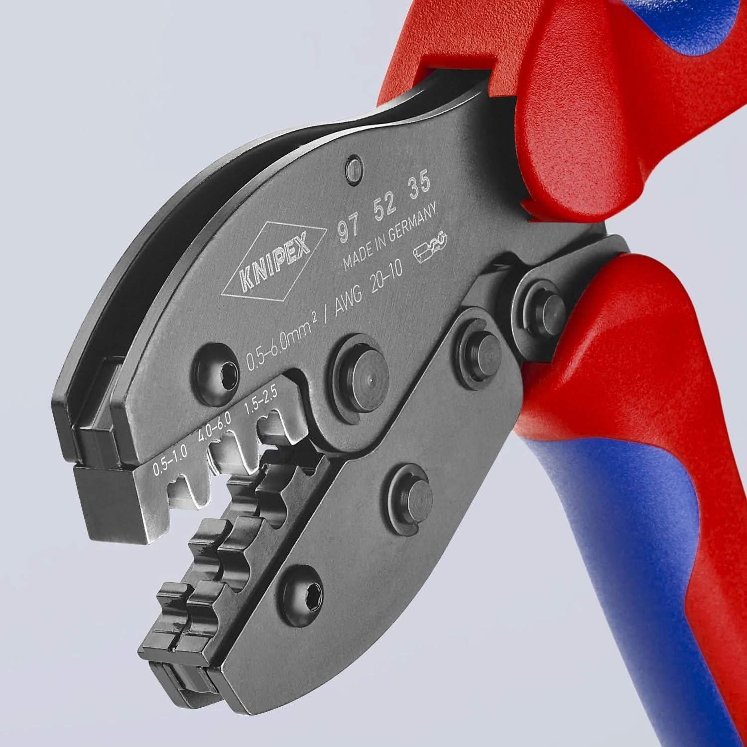 Knipex 97 52 35 Crimping Pliers For Non-Insulated Open Plug-Type Connectors (Plug Width 4.8 and 6.3 mm)