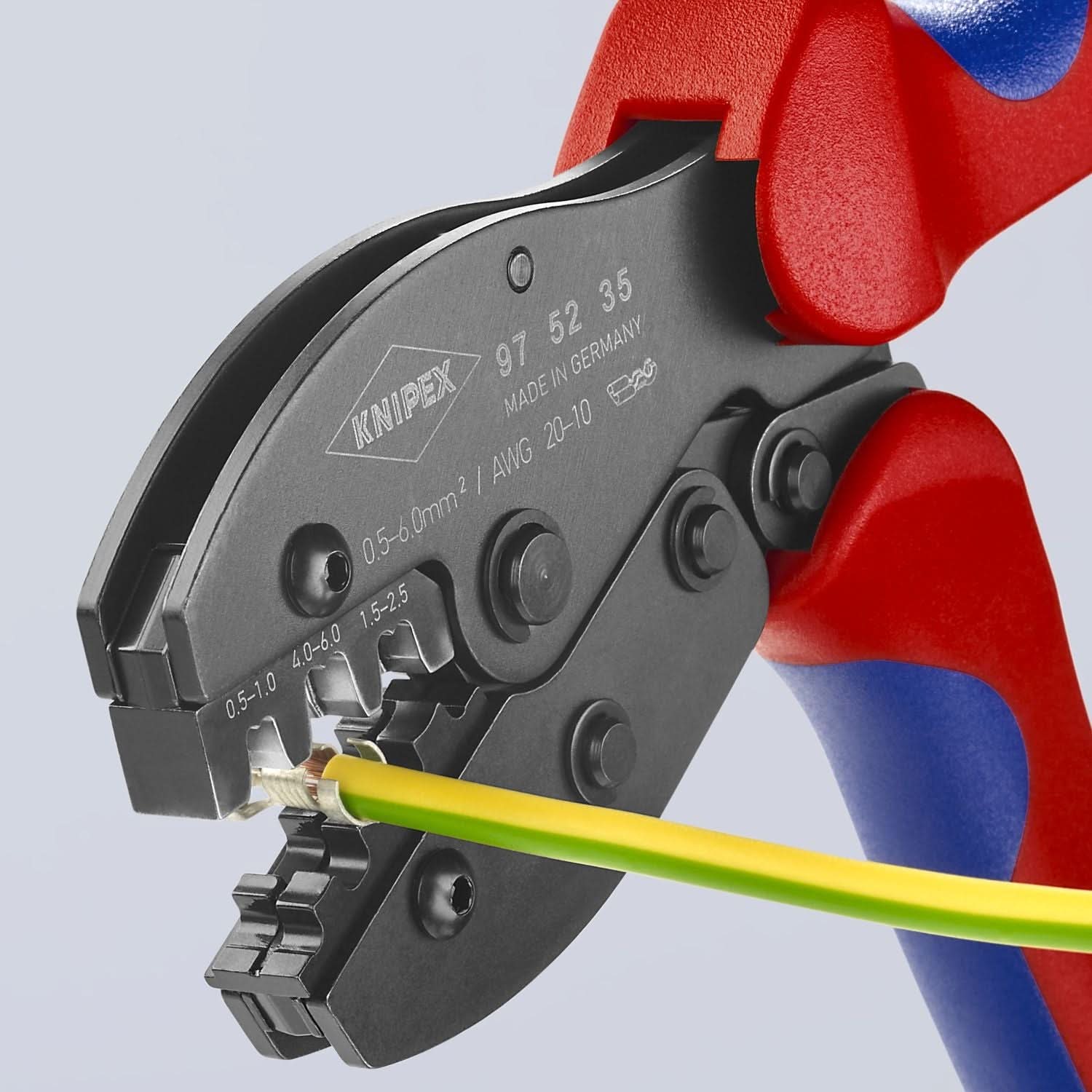 Knipex 97 52 35 Crimping Pliers For Non-Insulated Open Plug-Type Connectors (Plug Width 4.8 and 6.3 mm)