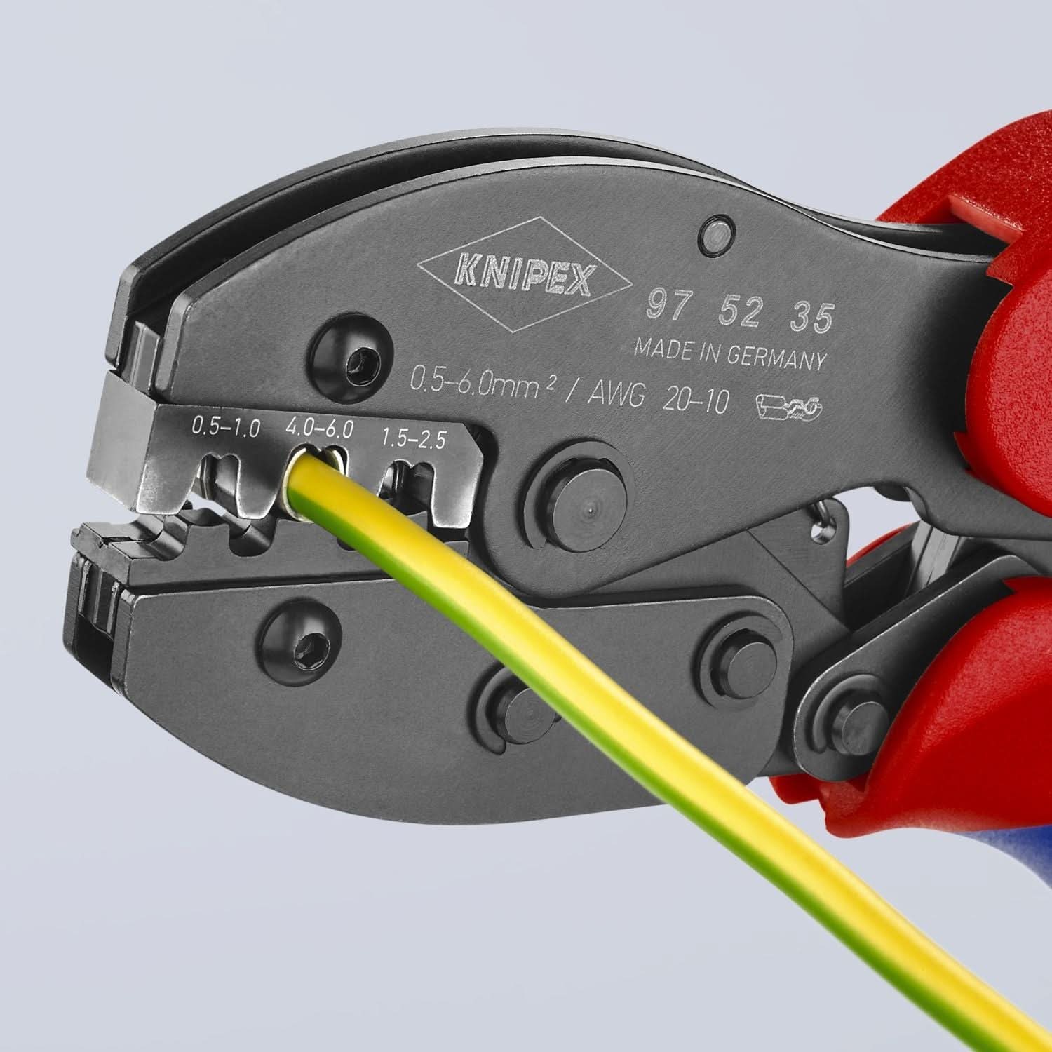 Knipex 97 52 35 Crimping Pliers For Non-Insulated Open Plug-Type Connectors (Plug Width 4.8 and 6.3 mm)