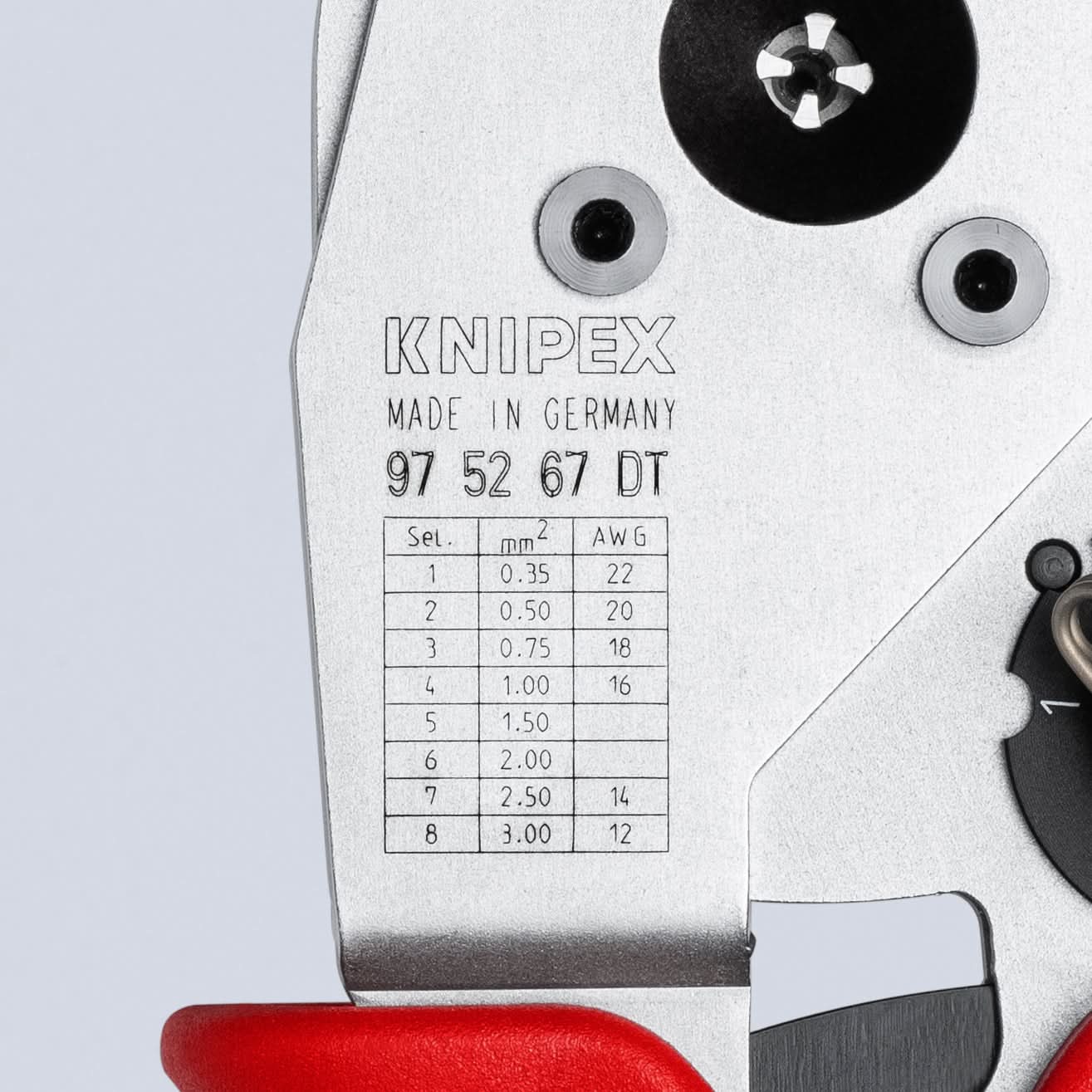 Knipex 97 52 67 DT Crimping Pliers - Four-Mandrel For DT Contacts