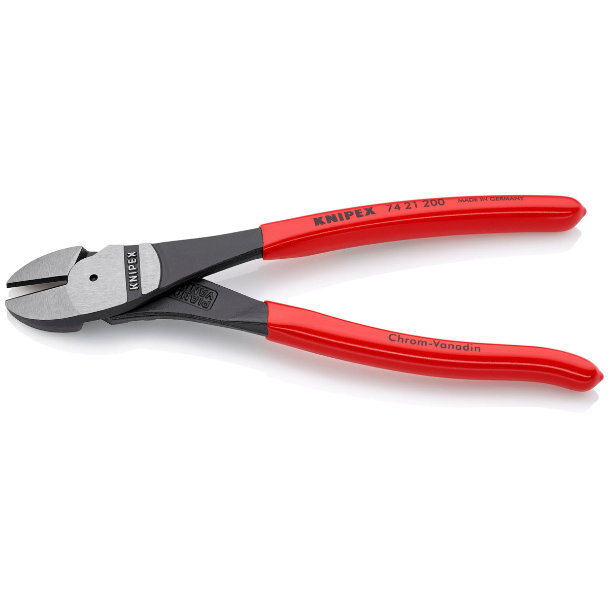 Knipex 74 21 200 SBA angled diagonal cutters head detail