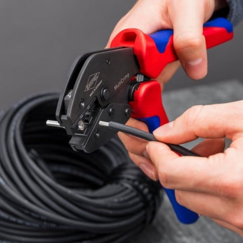 Knipex 97 33 03 MultiCrimp PV Crimping Pliers - in use