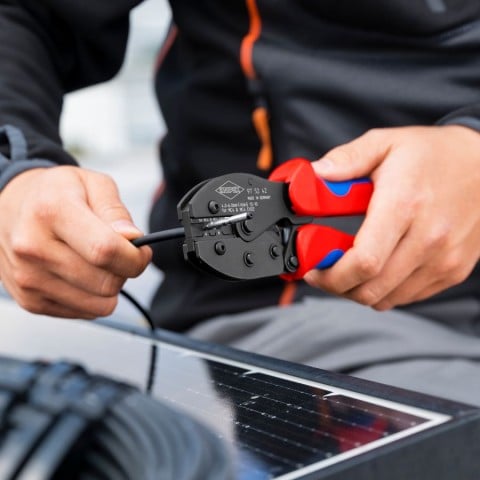 Knipex 97 52 42 PreciForce Crimping Pliers - in use, included in 4 Pc Solar Tool Set