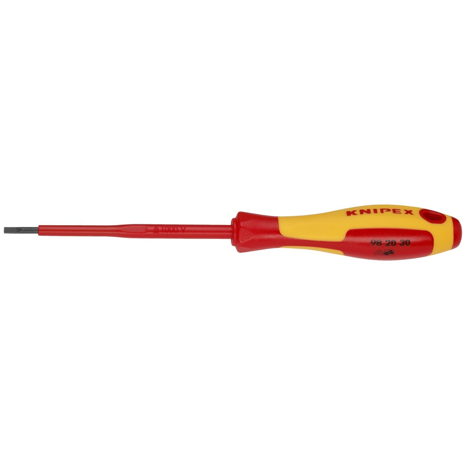 Knipex 98 20 30 Slotted Screwdriver, 4"-1000V Insulated, 7/64" tip