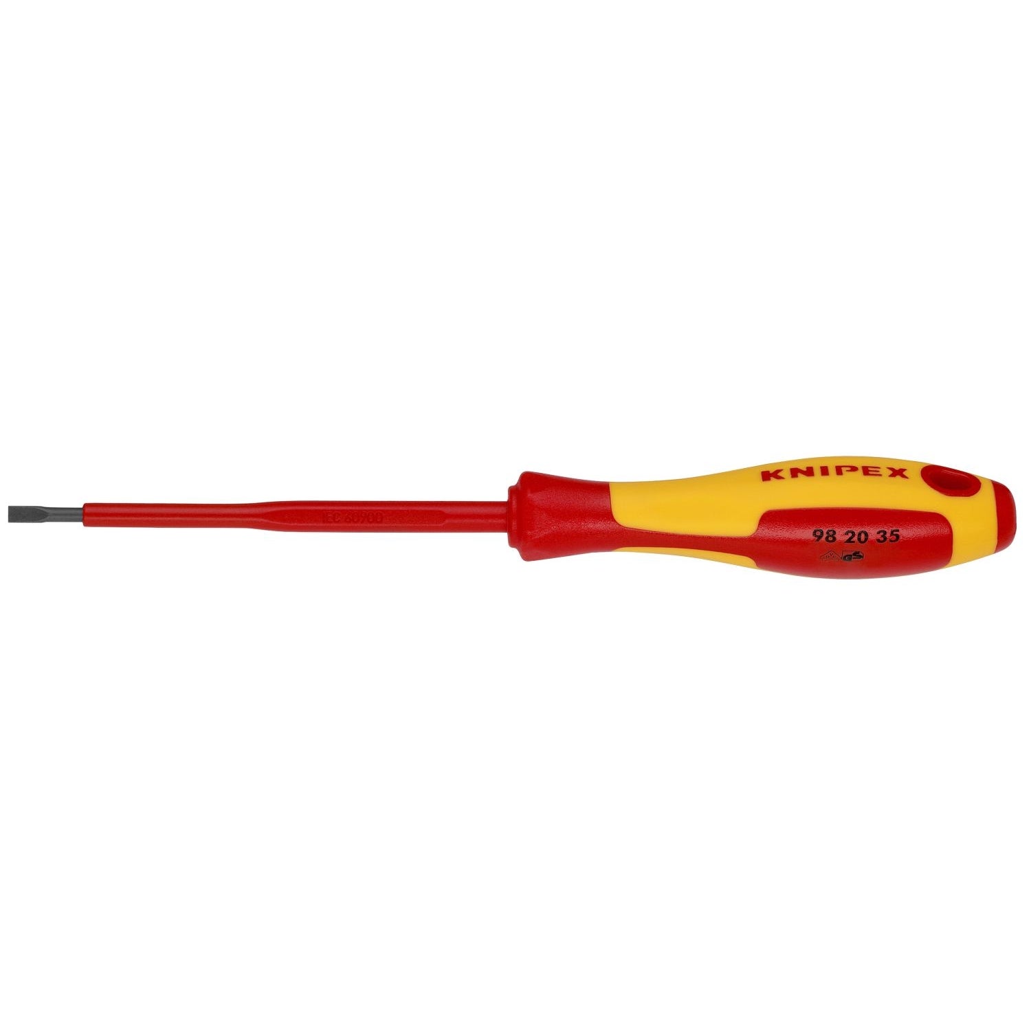 Knipex 98 20 35 Slotted Screwdriver, 4"-1000V Insulated, 1/8" tip