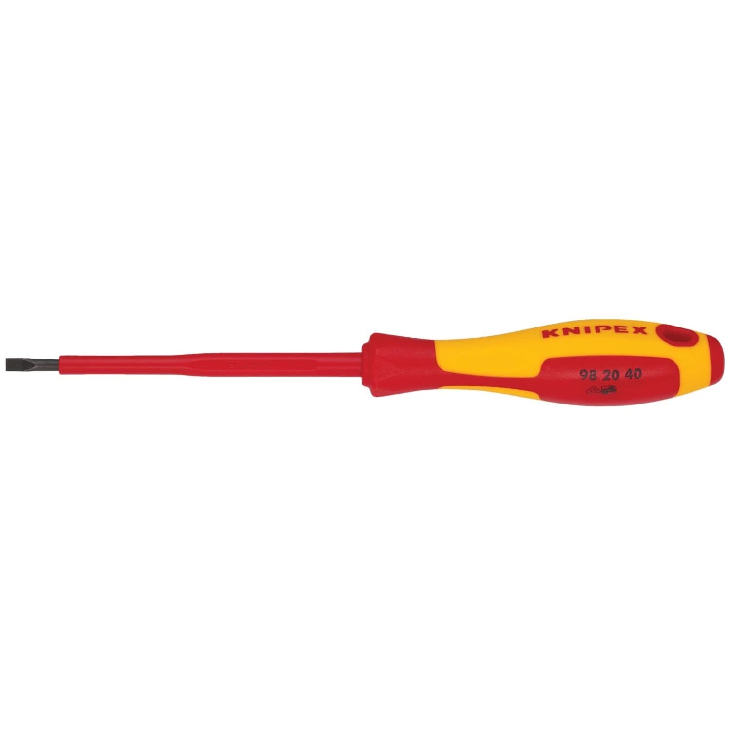 Knipex 98 20 40 Slotted Screwdriver, 4"-1000V Insulated, 5/32" tip