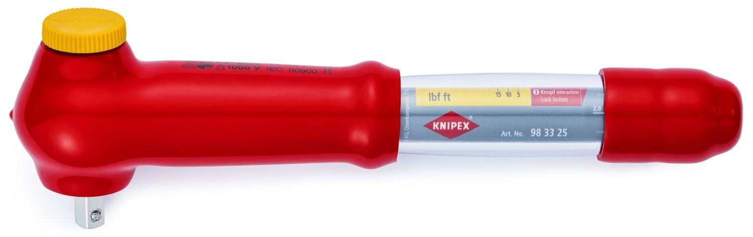Knipex 98 33 25 Reversible Torque Wrench, 3/8" Drive-1000V Insulated