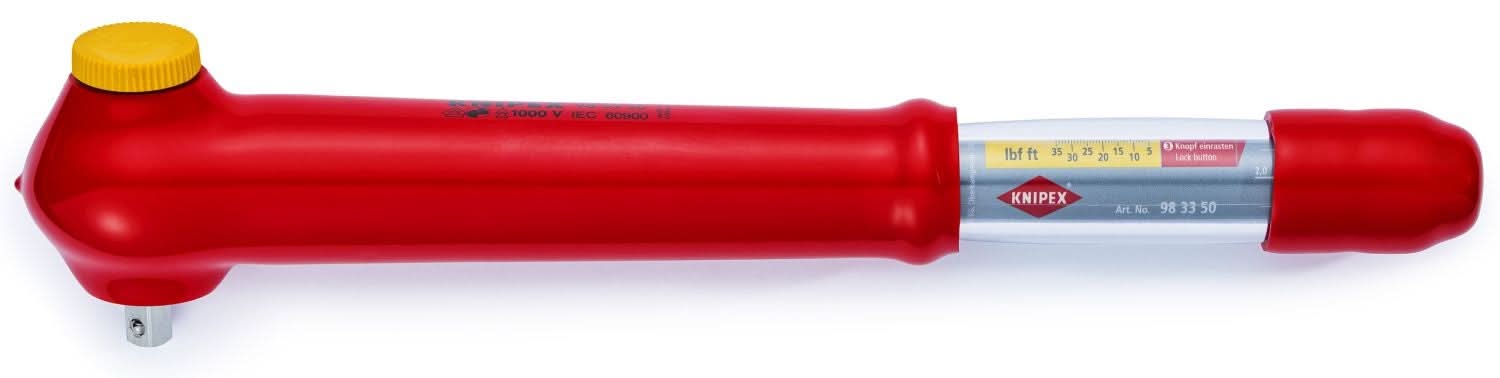Knipex 98 33 50 Reversible Torque Wrench, 3/8" Drive-1000V Insulated