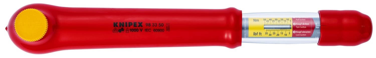 Knipex 98 33 50 Reversible Torque Wrench, 3/8" Drive-1000V Insulated