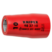 Knipex 98 37 10 Hex Socket, 3/8" Drive-1000V Insulated, 10 mm