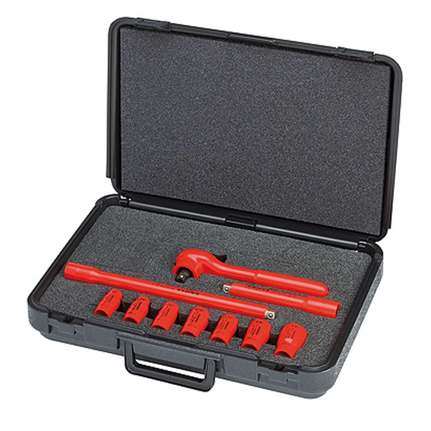 Knipex 98 99 11 S3 10 Pc Socket Set, 3/8" Drive, SAE-1000V Insulated