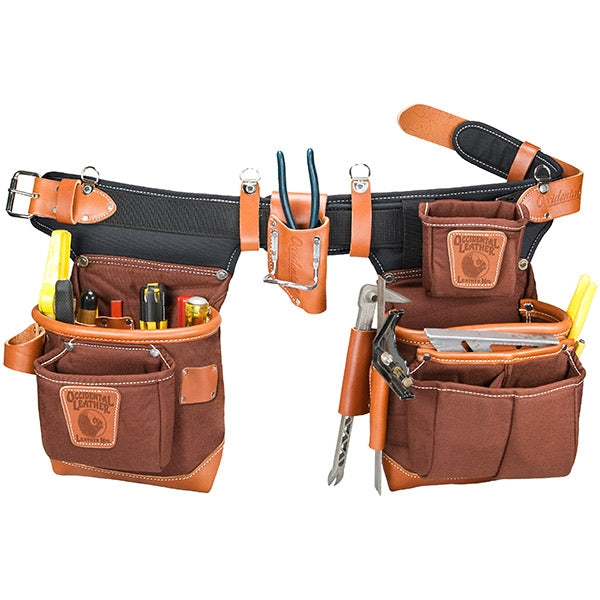 Occidental Leather 9855LH Left Handed Adjust-to-Fit Fatlip Tool Bag Set, Cafe