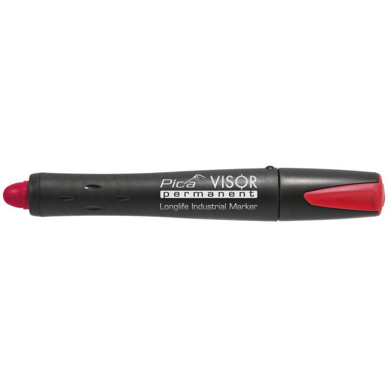 Pica VISOR Luminescent Permanent Marker, Red with Refill 4-Pack
