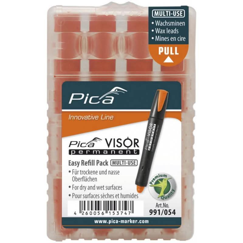 Pica 991/054 VISOR Luminescent Permanent Marker Refill, Fluo-Orange (4-Pack)