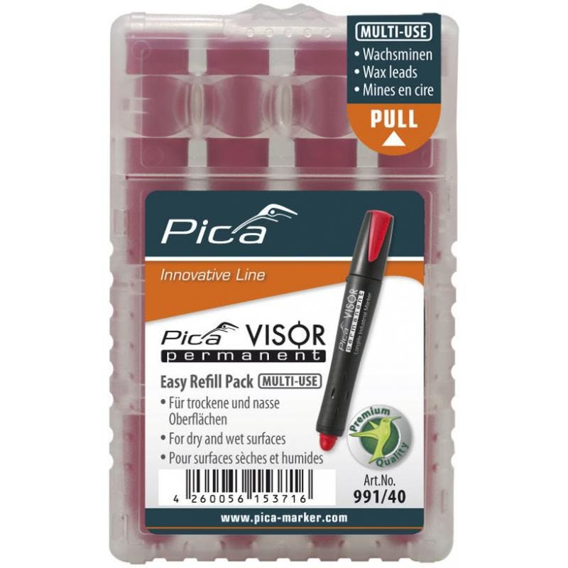Pica VISOR Luminescent Permanent Marker, Red with Refill 4-Pack