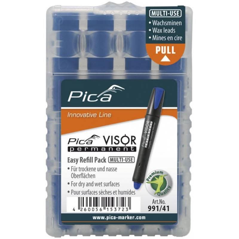 Pica VISOR Luminescent Permanent Marker, Blue with Refill 4-Pack