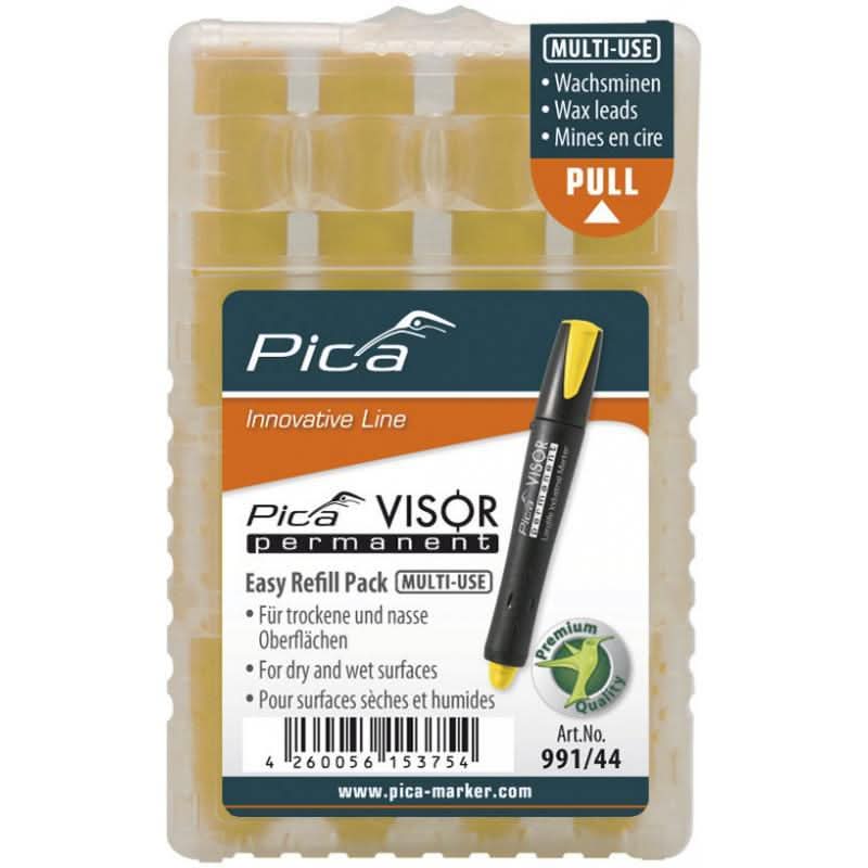 Pica 991/44 VISOR Luminescent Permanent Marker Refill, Yellow (4-Pack)