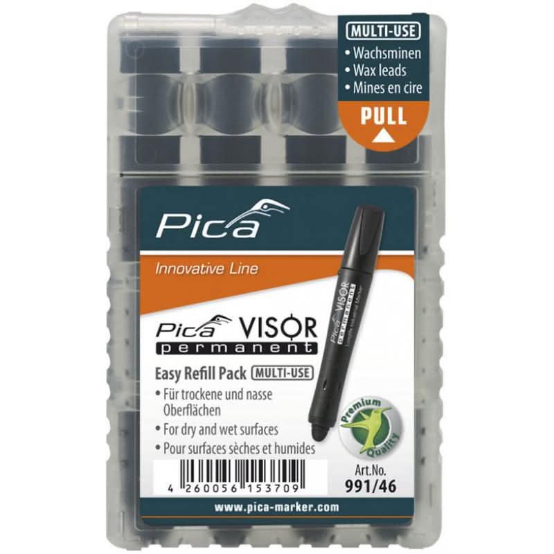 Pica 991/46 VISOR Luminescent Permanent Marker Refill, Black (4-Pack)
