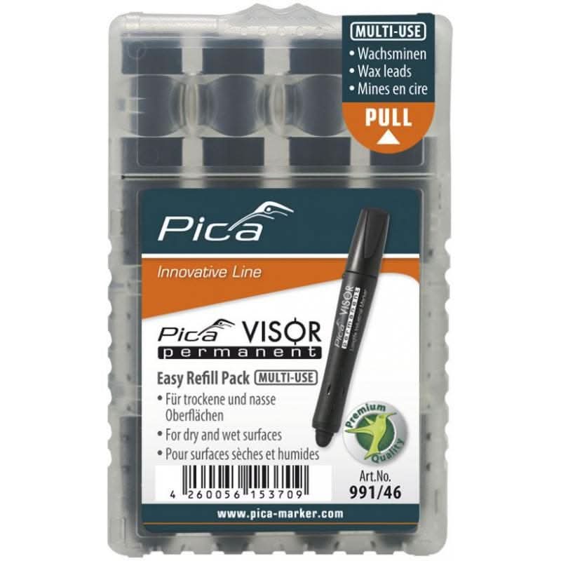 Pica VISOR Luminescent Permanent Marker, Black with Refill 4-Pack