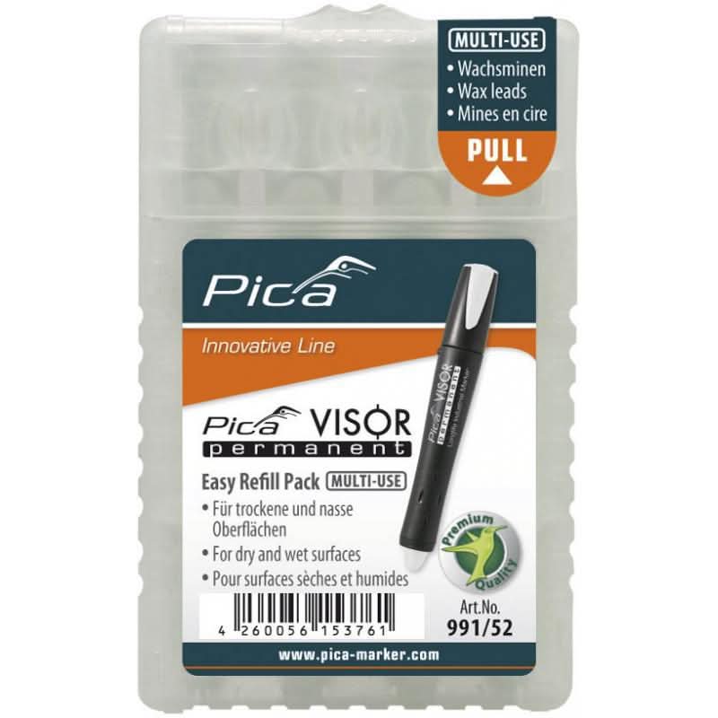 Pica 991/52 VISOR Luminescent Permanent Marker Refill, White (4-Pack)