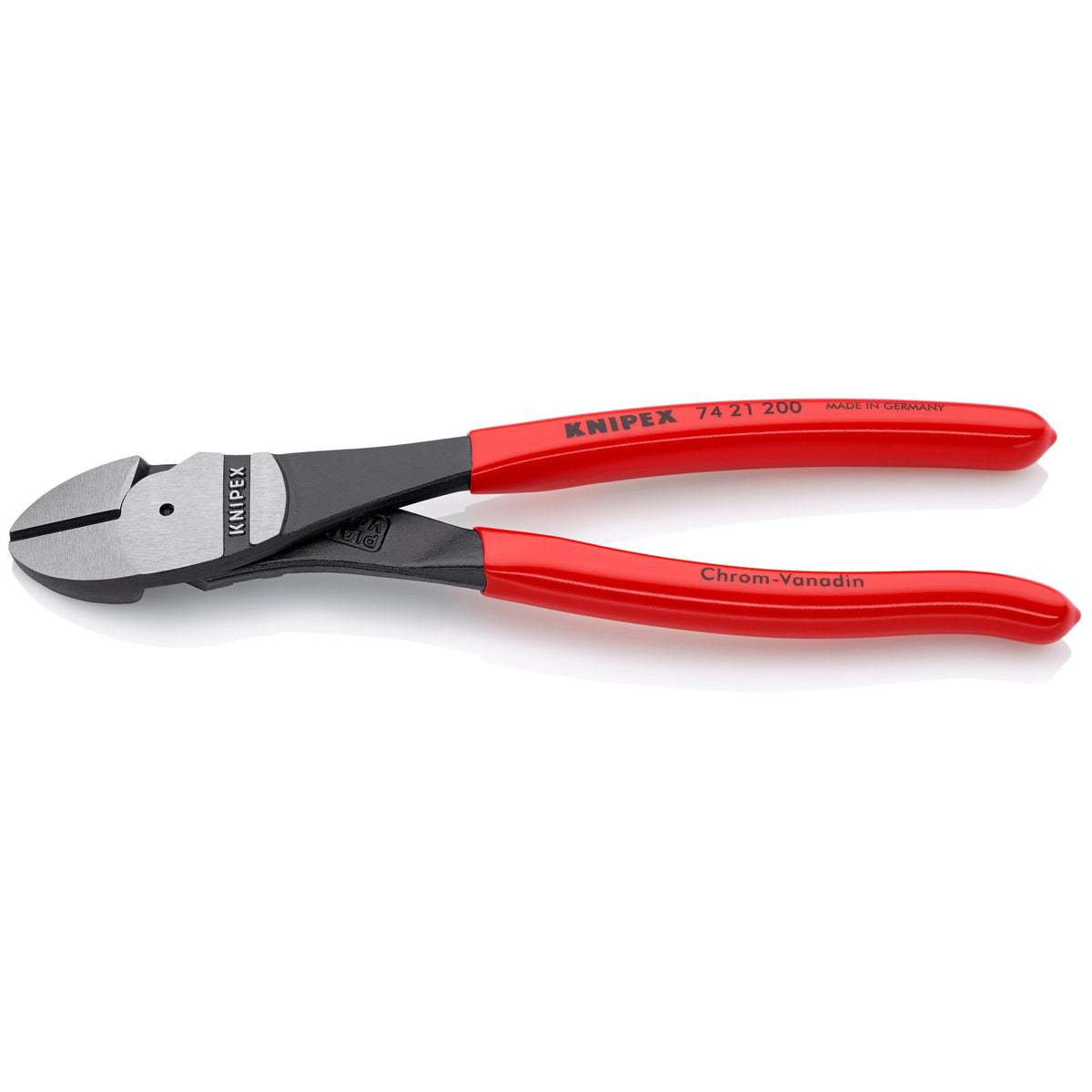 Knipex 74 21 200 SBA angled diagonal cutters side view