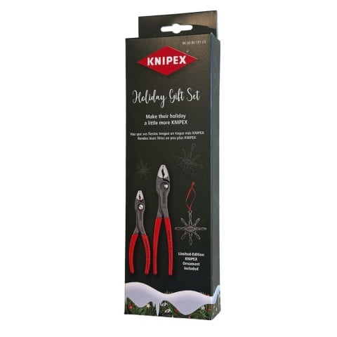 Knipex 9K 00 80 191 US holiday TwinGrip gift set retail package, angled view