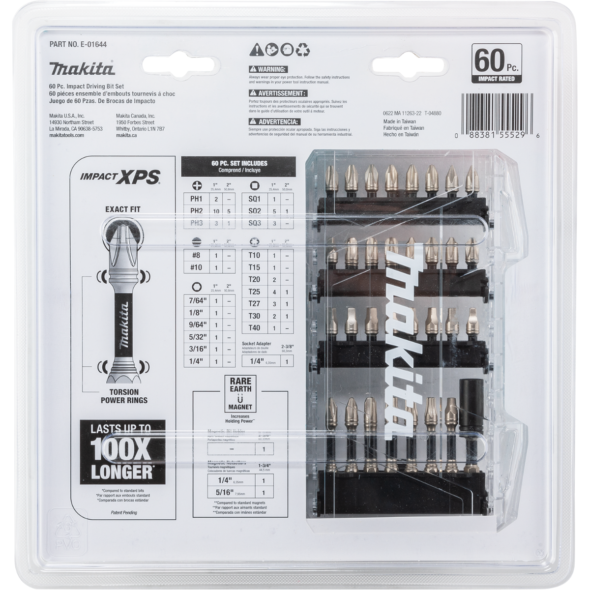 Makita E-01644 Impact XPS 60 Pc. Impact Bit Set