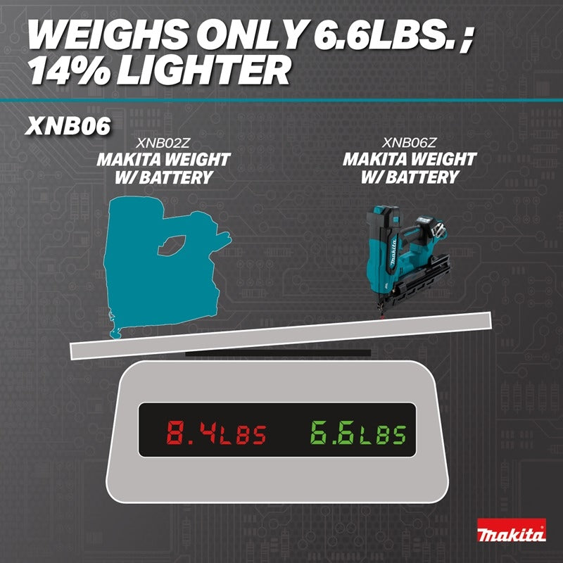 Makita XNB06Z 18V LXT Brushless Cordless 2-1/2-in. Angled 16-Gauge Finish Nailer, Tool Only