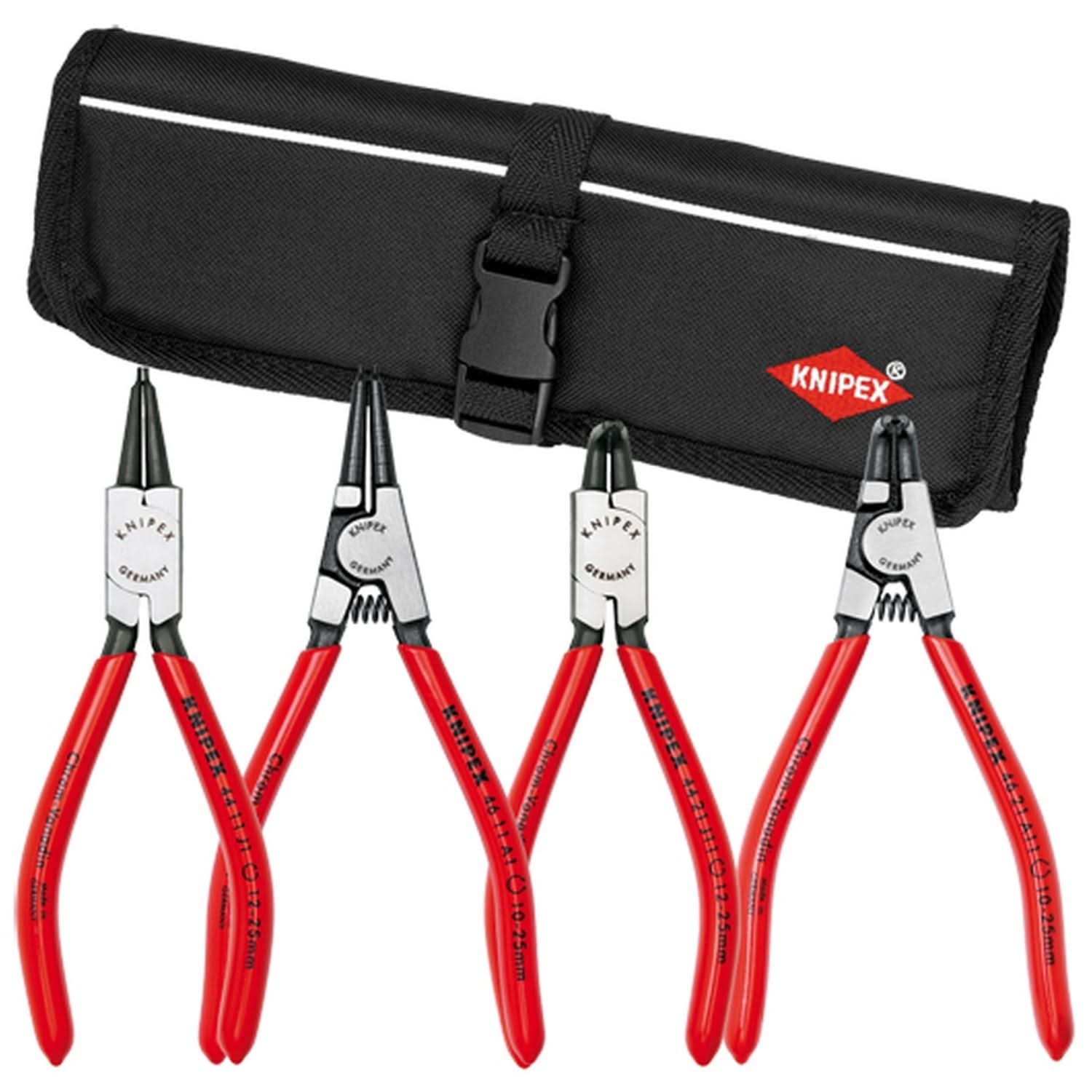 Knipex 9K 00 19 52 US 4 Pc Snap Ring Set In Pouch-Straight and 90 Degree