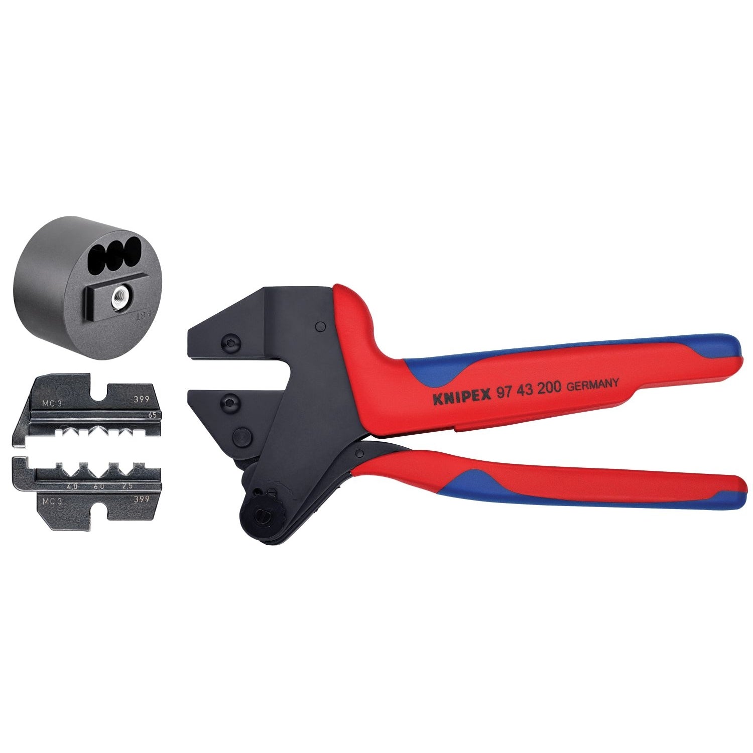 Knipex 9K 00 80 61 US Crimp System Pliers (97 43 200) and Crimp Die: Solar Connectors for MC3 Multi Contact (97 49 65) & Locator For 97 49 65 (97 49 65 1) Packaged In A Protective Plastic Case