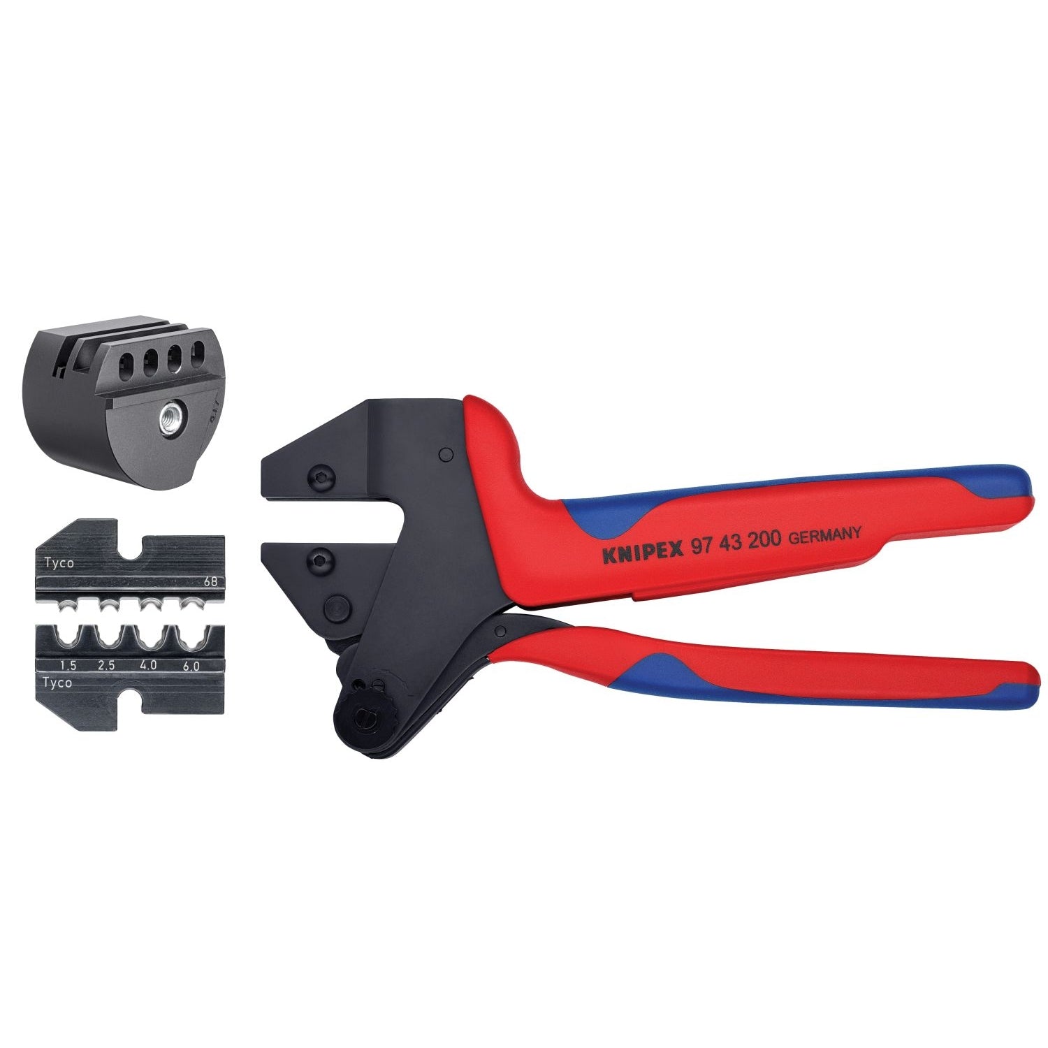 Knipex 9K 00 80 66 US Crimp System Pliers (97 43 200) and Crimp Die: Solar Connectors Solarlok (Tyco): 1.5/2.5/4.0/6.0 10/11/1 (97 49 68) & Locator For 97 49 68 (97 49 68 1) Packaged In A Protective Plastic Case