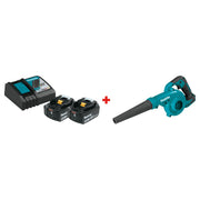 Makita XBU05Z 18V LXT Cordless Blower with BL1850BDC2X1 5.0Ah battery and Rapid Optimum Charger starter pack