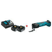 Makita XMT03Z 18V LXT Cordless Multi-Tool with BL1850BDC2X1 5.0Ah battery and Rapid Optimum Charger starter pack
