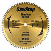 Sawstop Titanium Series 10-in. Premium Woodworking 80-Tooth Blade (BTS-P-80HATB2)