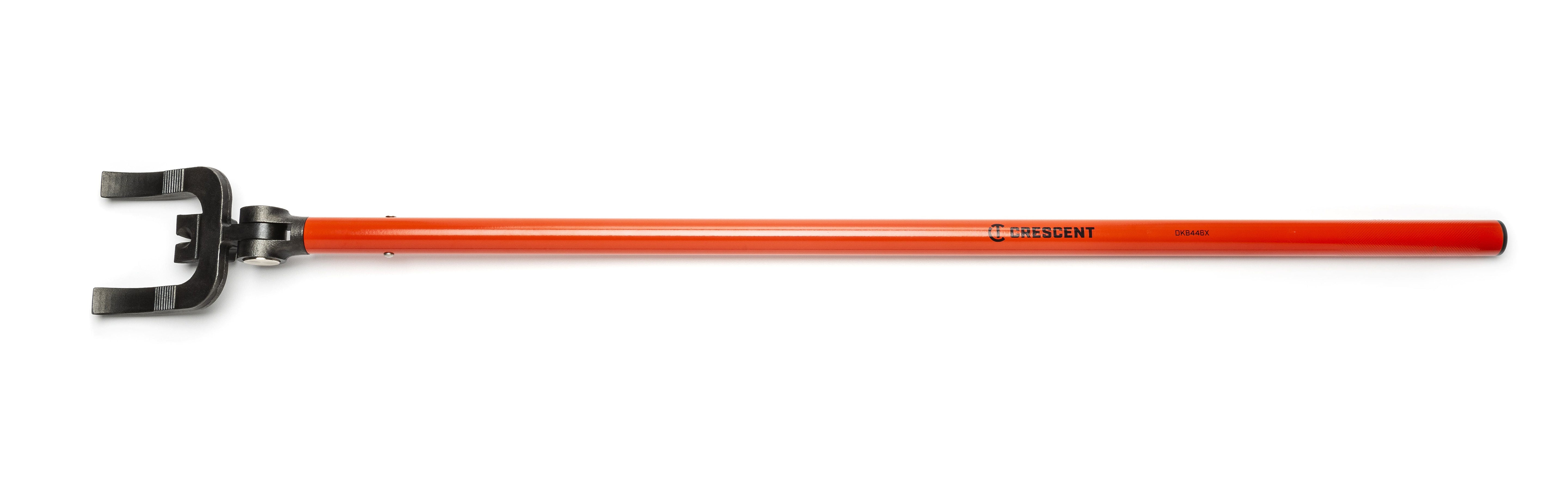 Front angle view of the double fork head on the Crescent 44-in. Indexing Deck Removal Bull Bar