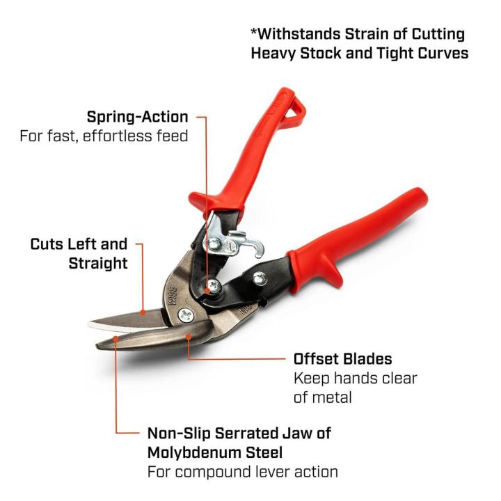 Crescent 9-1/4-in. MetalMaster Offset Straight and Left Cut Aviation Snips (M6R)