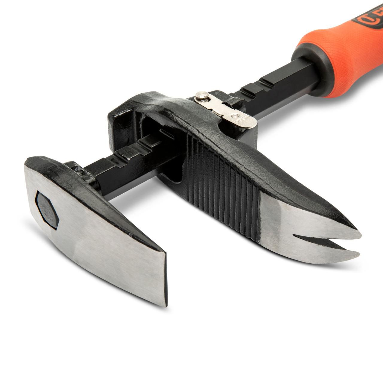 Close-up of the adjustable jaw on the Crescent 16-in. Adjustable Pry Bar