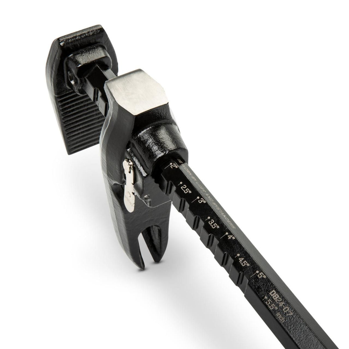 Close-up of the striking surface for hammer or mallet use on the Crescent 24-in. Adjustable Pry Bar