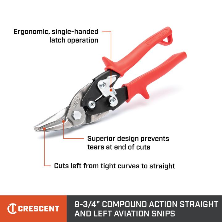 Crescent 9-3/4-in. Compound Action Straight and Left Aviation Snips (M1R)