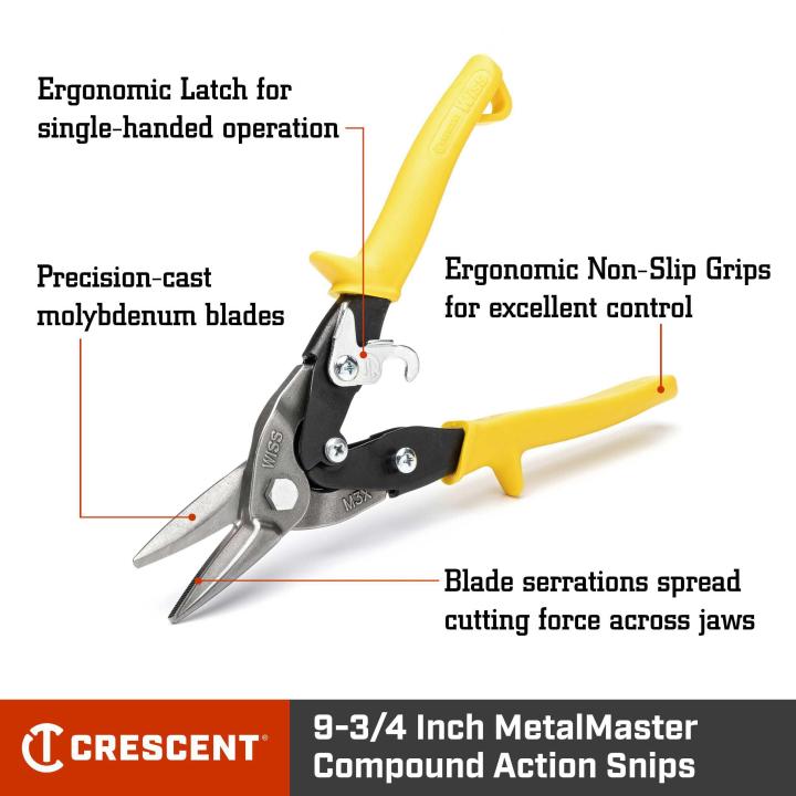 Crescent 9-3/4-in. Compound Action Straight, Left, and Right Cut Snips (M3R)
