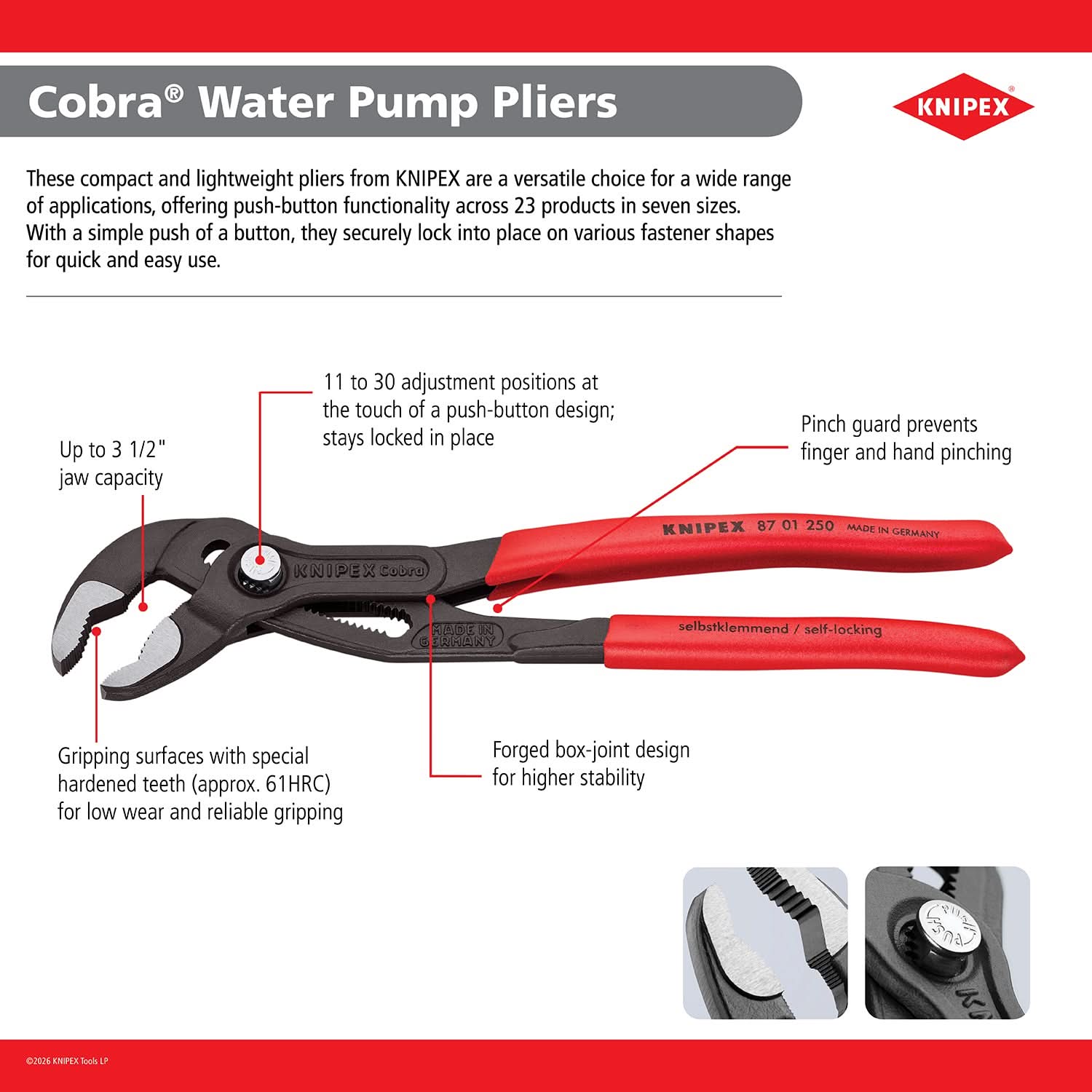 Cobra® Water Pump Pliers