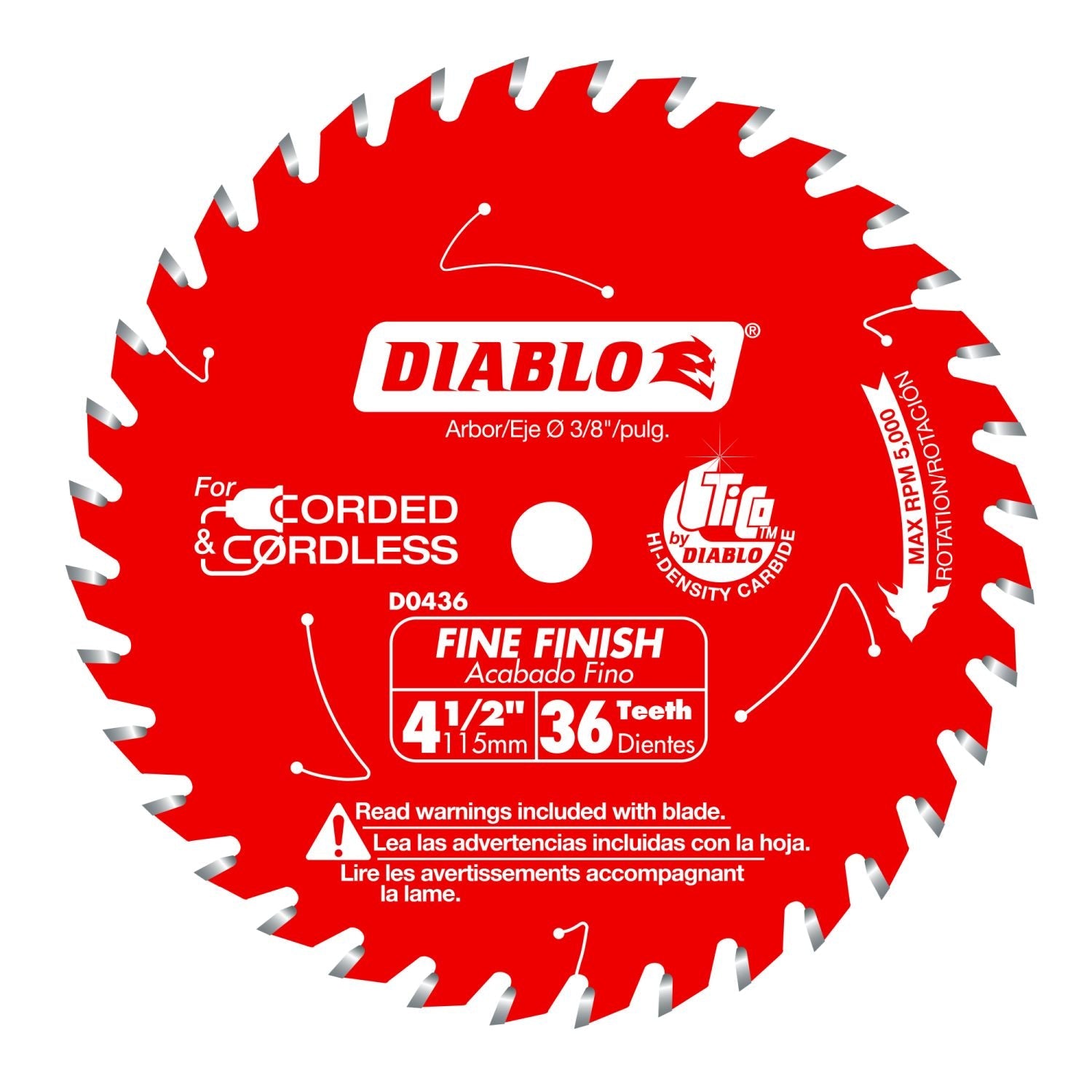 Diablo D0436X 4-1/2 in. 36-Tooth  Fine Finish Saw Blade