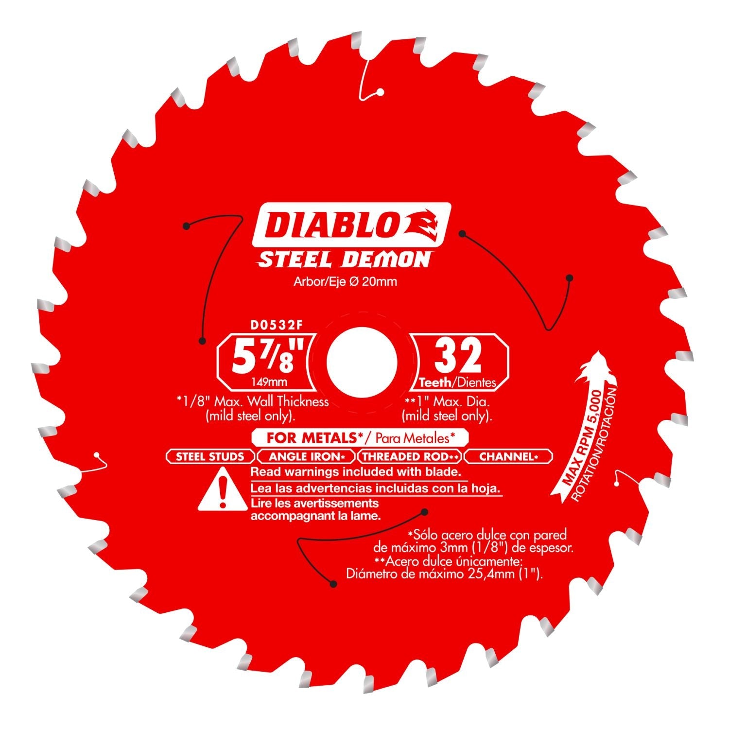 Diablo D0532F 5-7/8-in. x 32-Teeth Steel Demon Saw Blade for Medium Metal