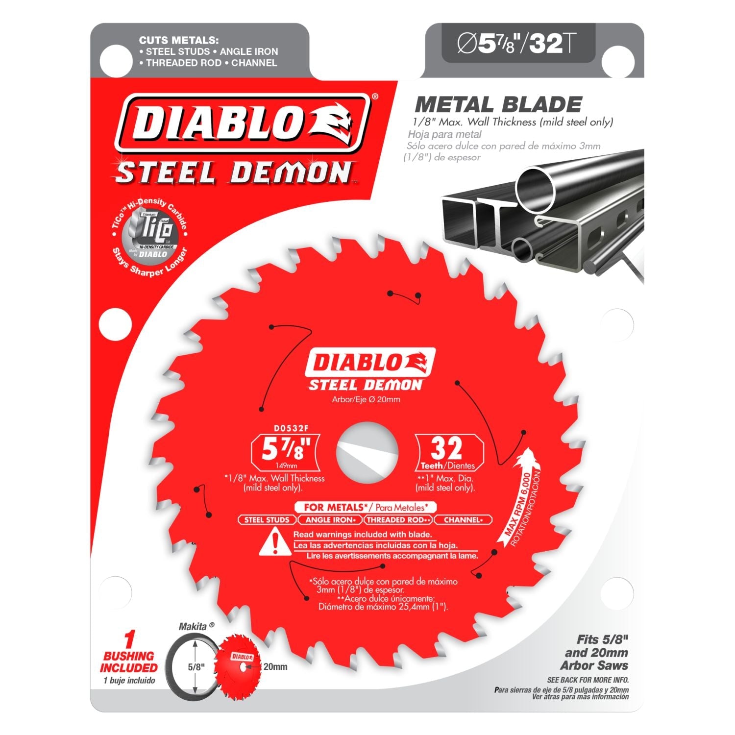 Diablo D0532F 5-7/8-in. x 32-Teeth Steel Demon Saw Blade for Medium Metal