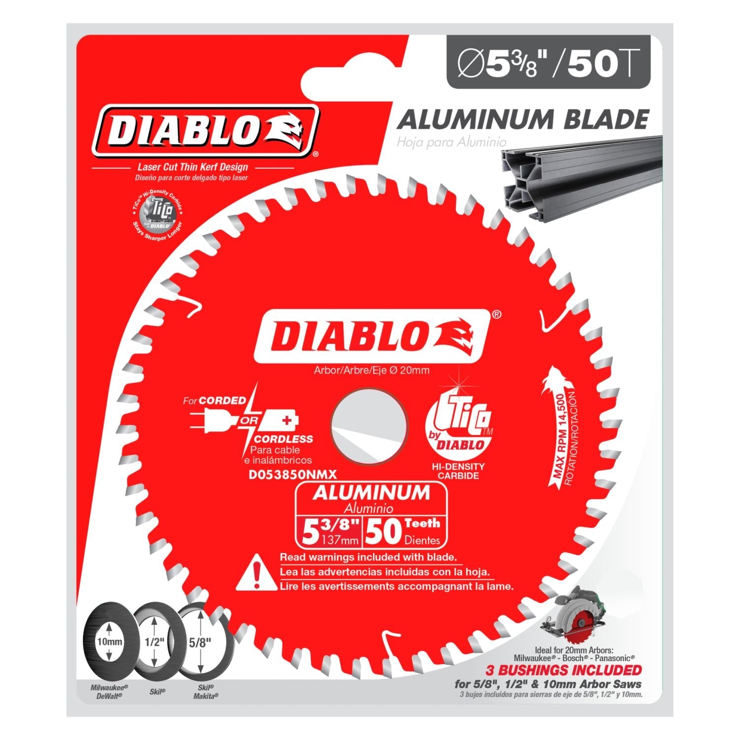 Diablo D053850NMX 5-3/8 in. x 50-Tooth  Aluminum Cutting Saw Blade