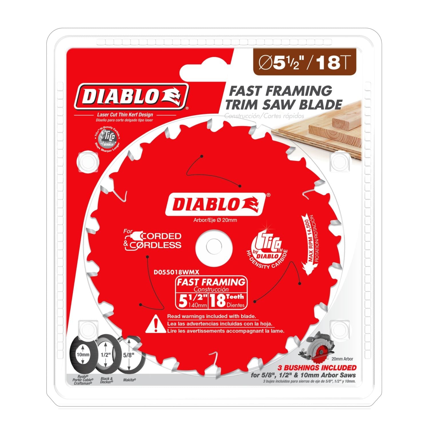 Diablo D055018WMX 5-1/2 in. x 18-Tooth  Fast Framing Saw Blade